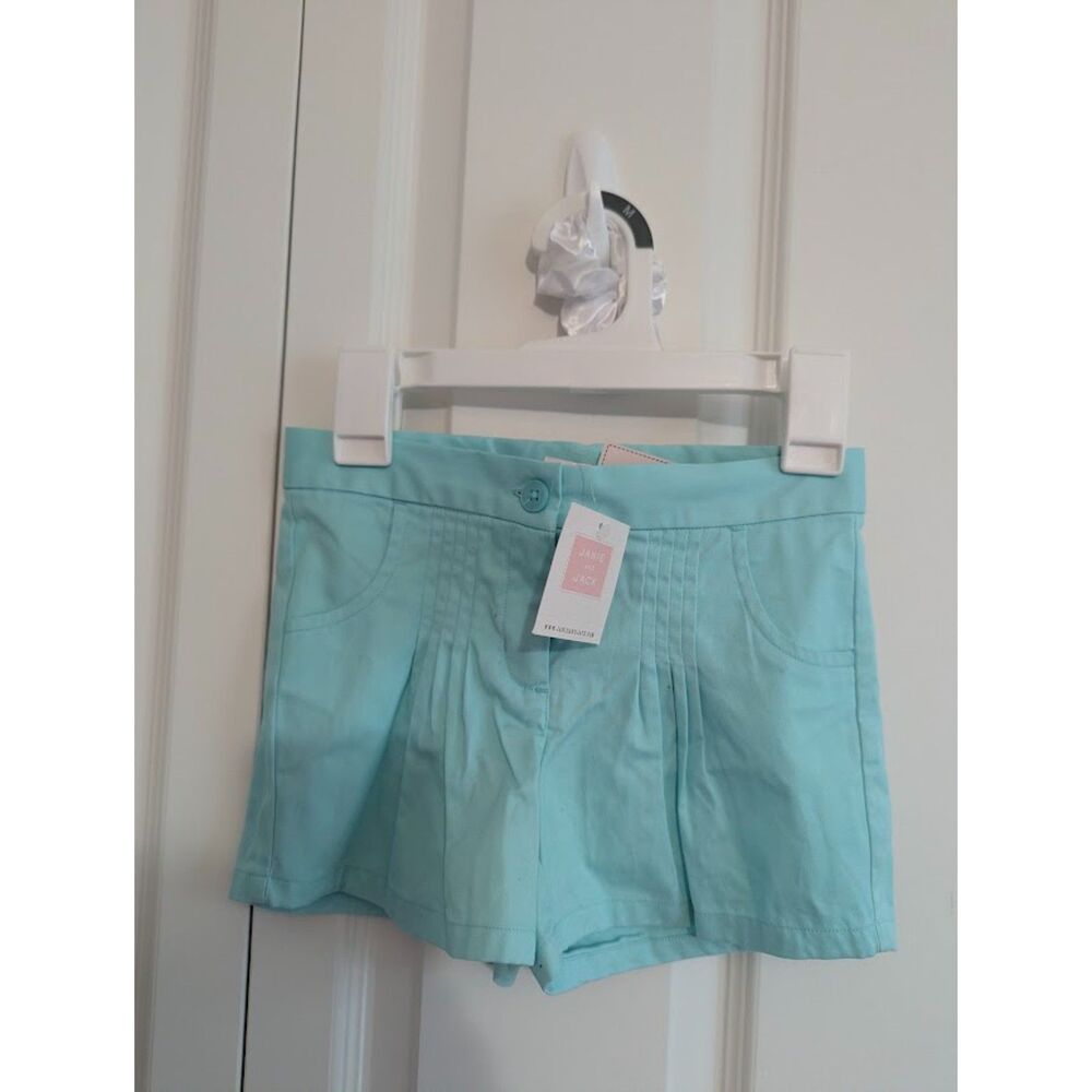 NWT Janie and Jack aqua blue pleated shorts Girls 5  / Vintage Pink Label